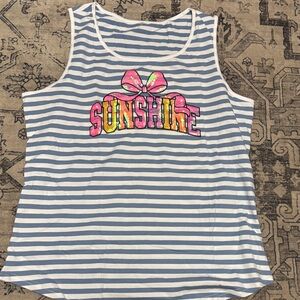 Striped Tank Top with Sunshine Graphic